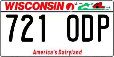 WI license plate 721ODP