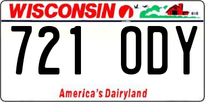 WI license plate 721ODY