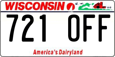 WI license plate 721OFF