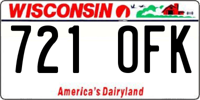 WI license plate 721OFK