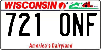 WI license plate 721ONF