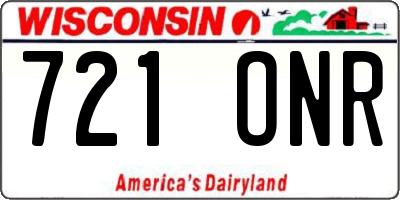 WI license plate 721ONR