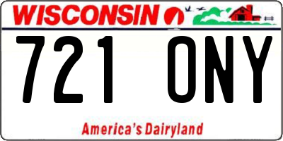 WI license plate 721ONY