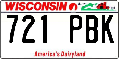 WI license plate 721PBK