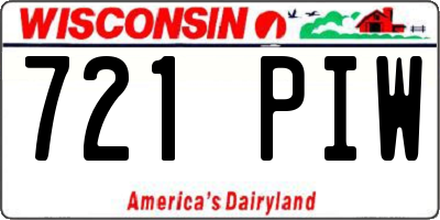 WI license plate 721PIW