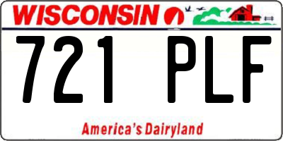 WI license plate 721PLF
