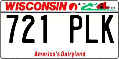 WI license plate 721PLK