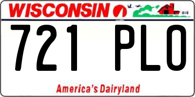 WI license plate 721PLO