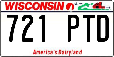 WI license plate 721PTD