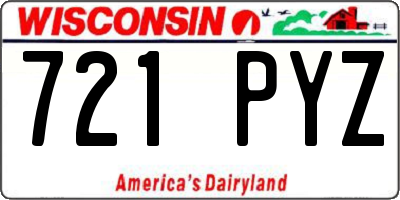 WI license plate 721PYZ