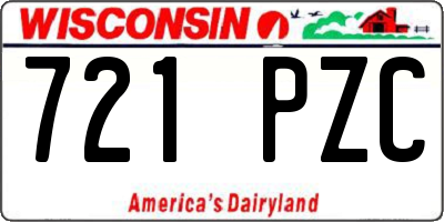 WI license plate 721PZC