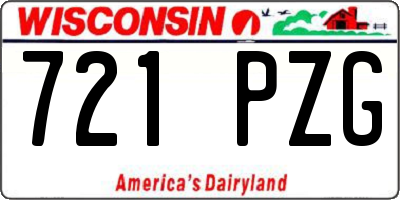WI license plate 721PZG