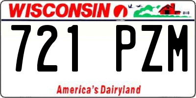 WI license plate 721PZM