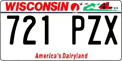 WI license plate 721PZX