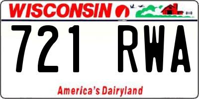 WI license plate 721RWA