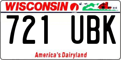 WI license plate 721UBK