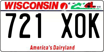 WI license plate 721XOK