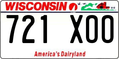 WI license plate 721XOO