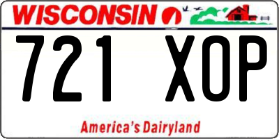WI license plate 721XOP