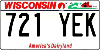 WI license plate 721YEK