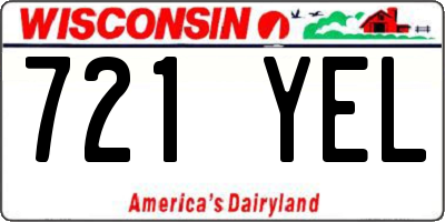 WI license plate 721YEL