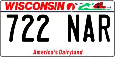 WI license plate 722NAR