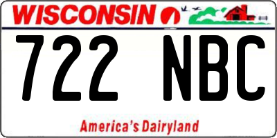WI license plate 722NBC