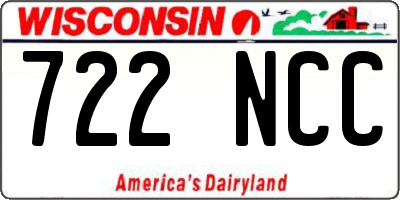 WI license plate 722NCC