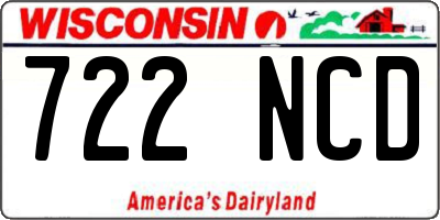 WI license plate 722NCD