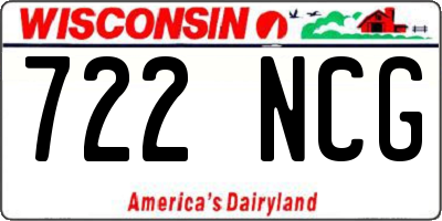 WI license plate 722NCG