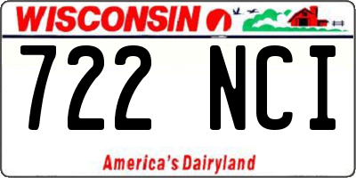 WI license plate 722NCI