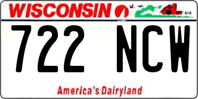 WI license plate 722NCW