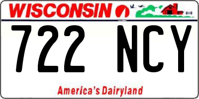 WI license plate 722NCY