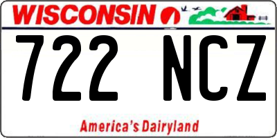 WI license plate 722NCZ