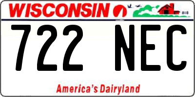 WI license plate 722NEC
