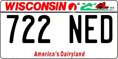 WI license plate 722NED