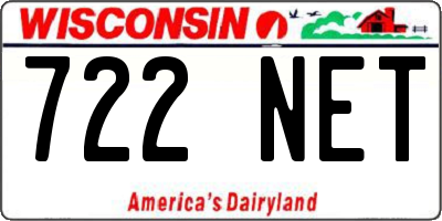 WI license plate 722NET