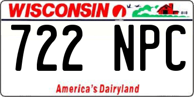 WI license plate 722NPC