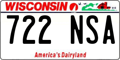 WI license plate 722NSA