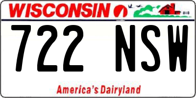 WI license plate 722NSW