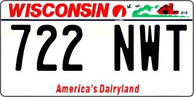 WI license plate 722NWT