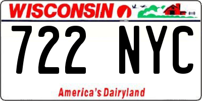 WI license plate 722NYC