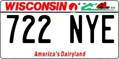 WI license plate 722NYE