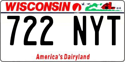 WI license plate 722NYT