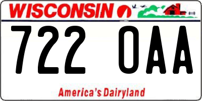 WI license plate 722OAA