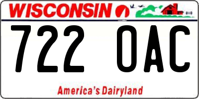 WI license plate 722OAC