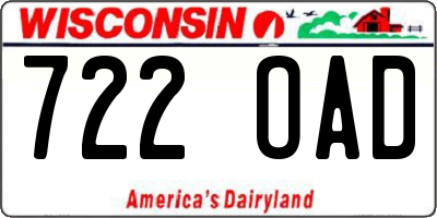 WI license plate 722OAD
