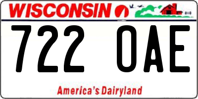 WI license plate 722OAE