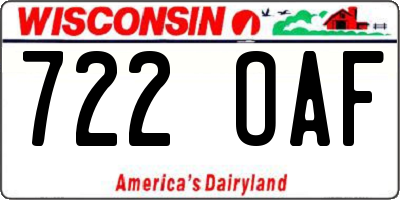 WI license plate 722OAF