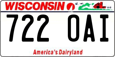 WI license plate 722OAI